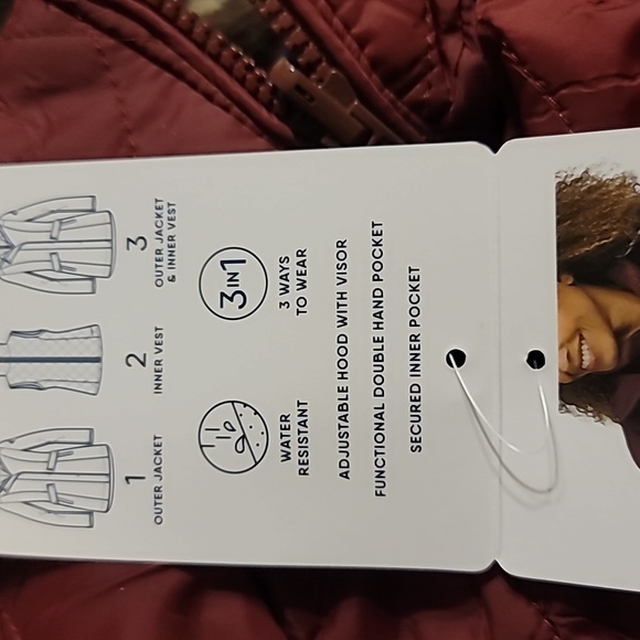 NWT LANDS END 3 in 1 coat/vest burgundy womens extra large - Picture 16 of 16